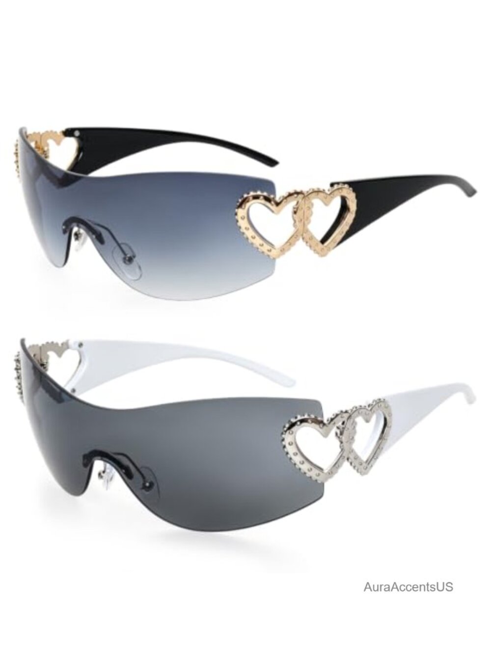 Rimless Wrap Around Y2K Sunglasses Oversized 2000S Futuristic UV Protection